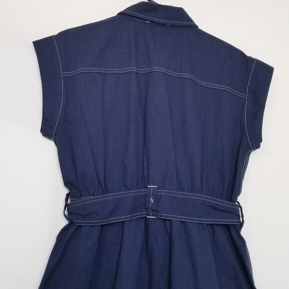 NWT's-Free Assembly Womens Belted Utility Midi Button Down Drs Cap Sleeves Sz M - Picture 6 of 14